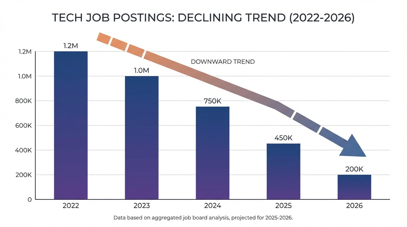 Declining tech job postings 2022-2026