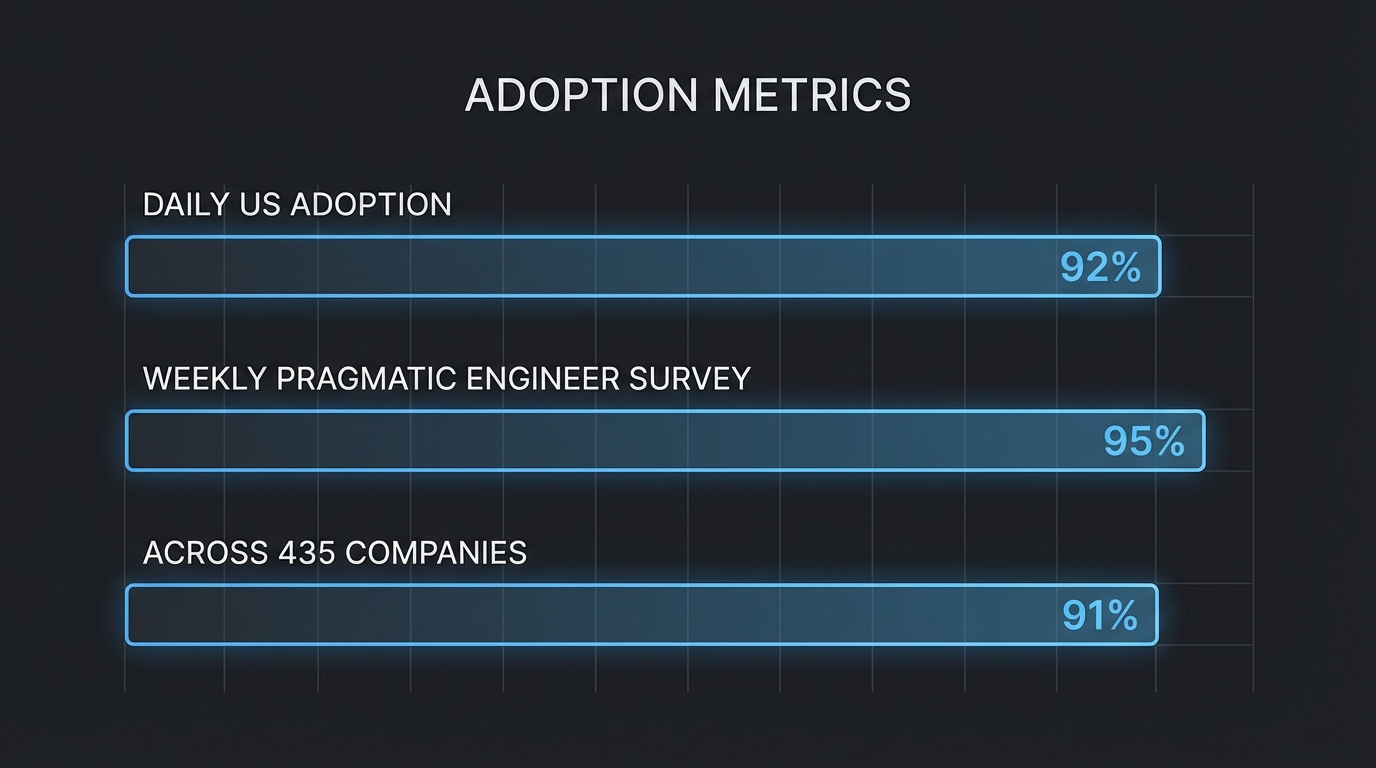 Bar chart showing AI coding tool adoption rates among developers